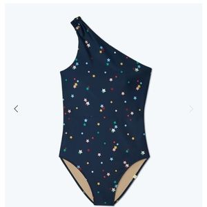Long Torso Ruched Sidestroke- Small scattered stars in Deep Sea - 16LT